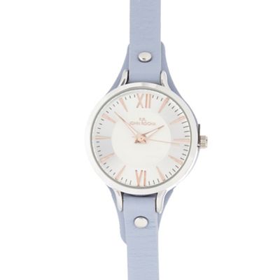 Pale blue leather analogue watch